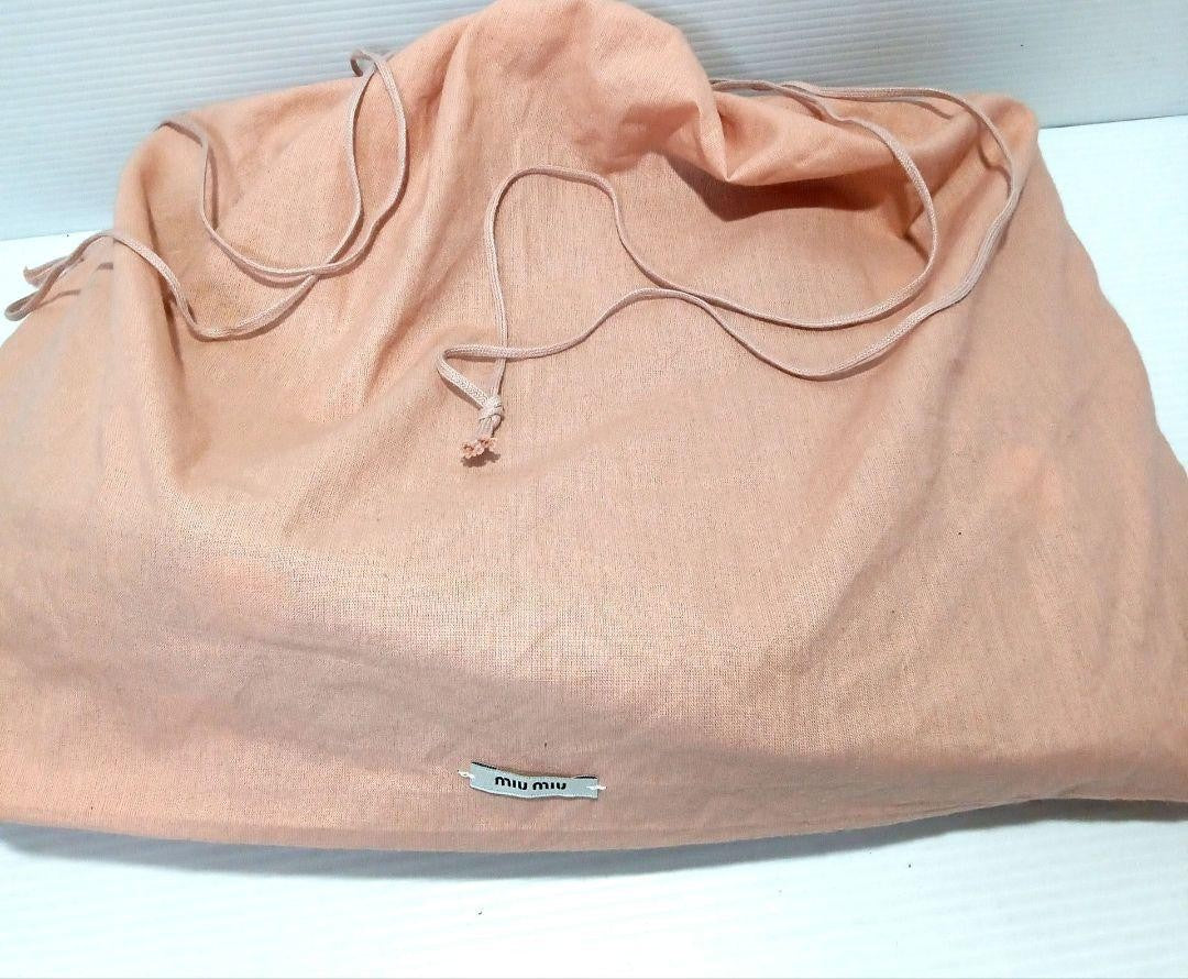 MIU MIU Hand Shoulder Bag Tote Purse 2way Logo Navy Gold Authentic