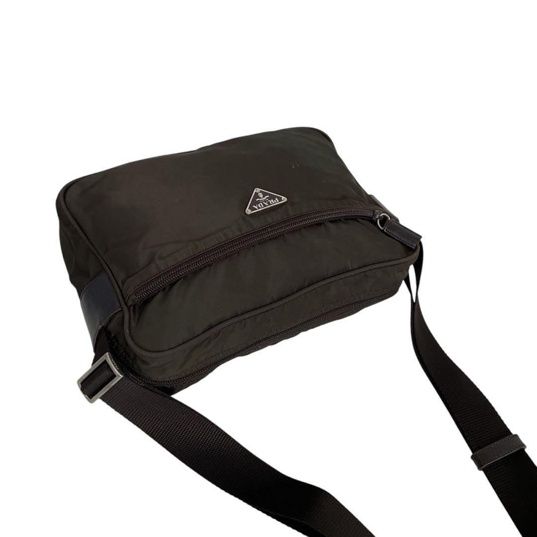 PRADA Shoulder Camera Bag Purse Logo Nylon Khaki Authentic