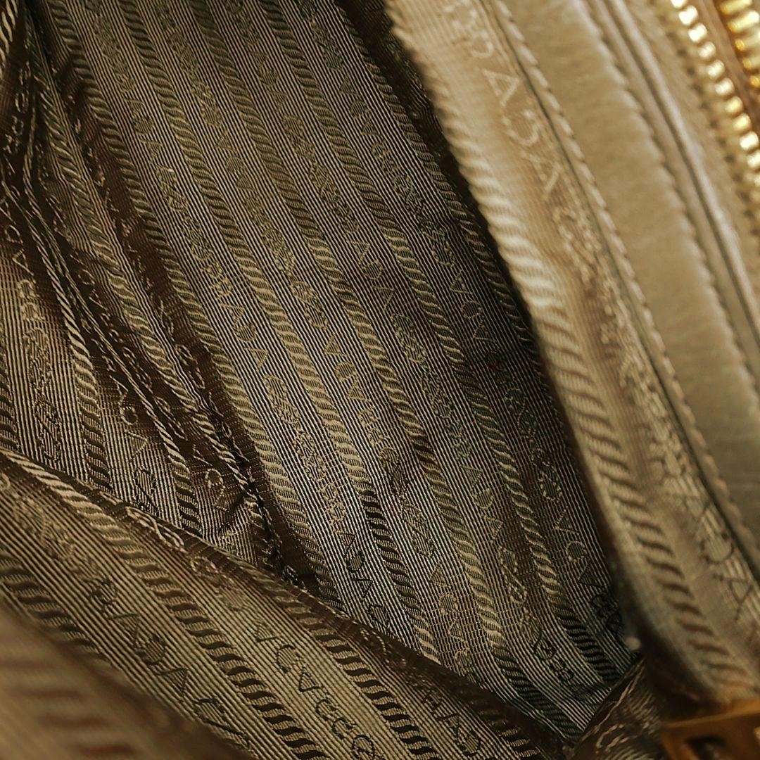 PRADA Hand Bag Tote Purse Leather Mocha Beige Authentic