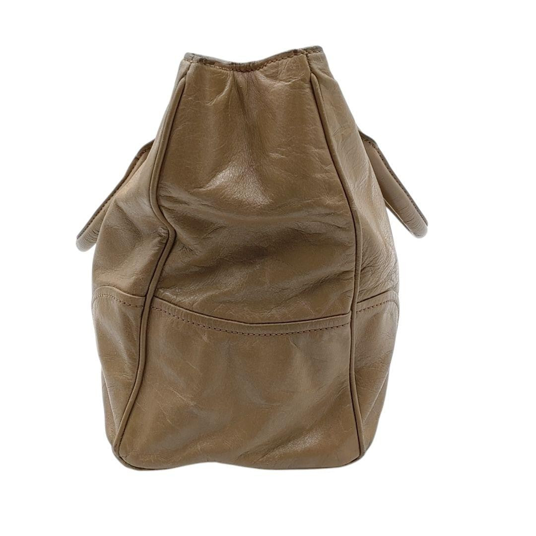 PRADA Hand Bag Tote Purse Leather Mocha Beige Authentic