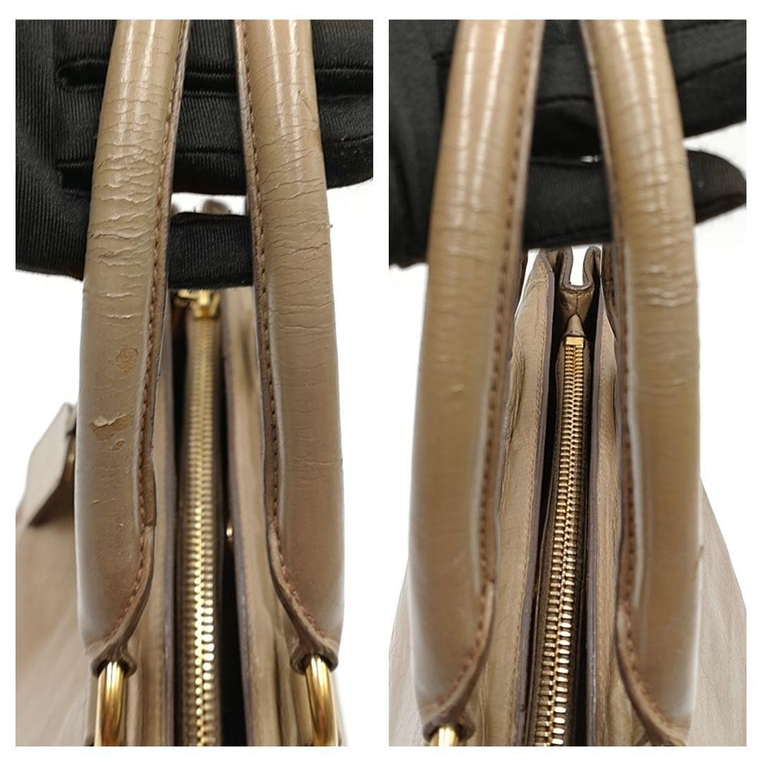PRADA Hand Bag Tote Purse Leather Mocha Beige Authentic