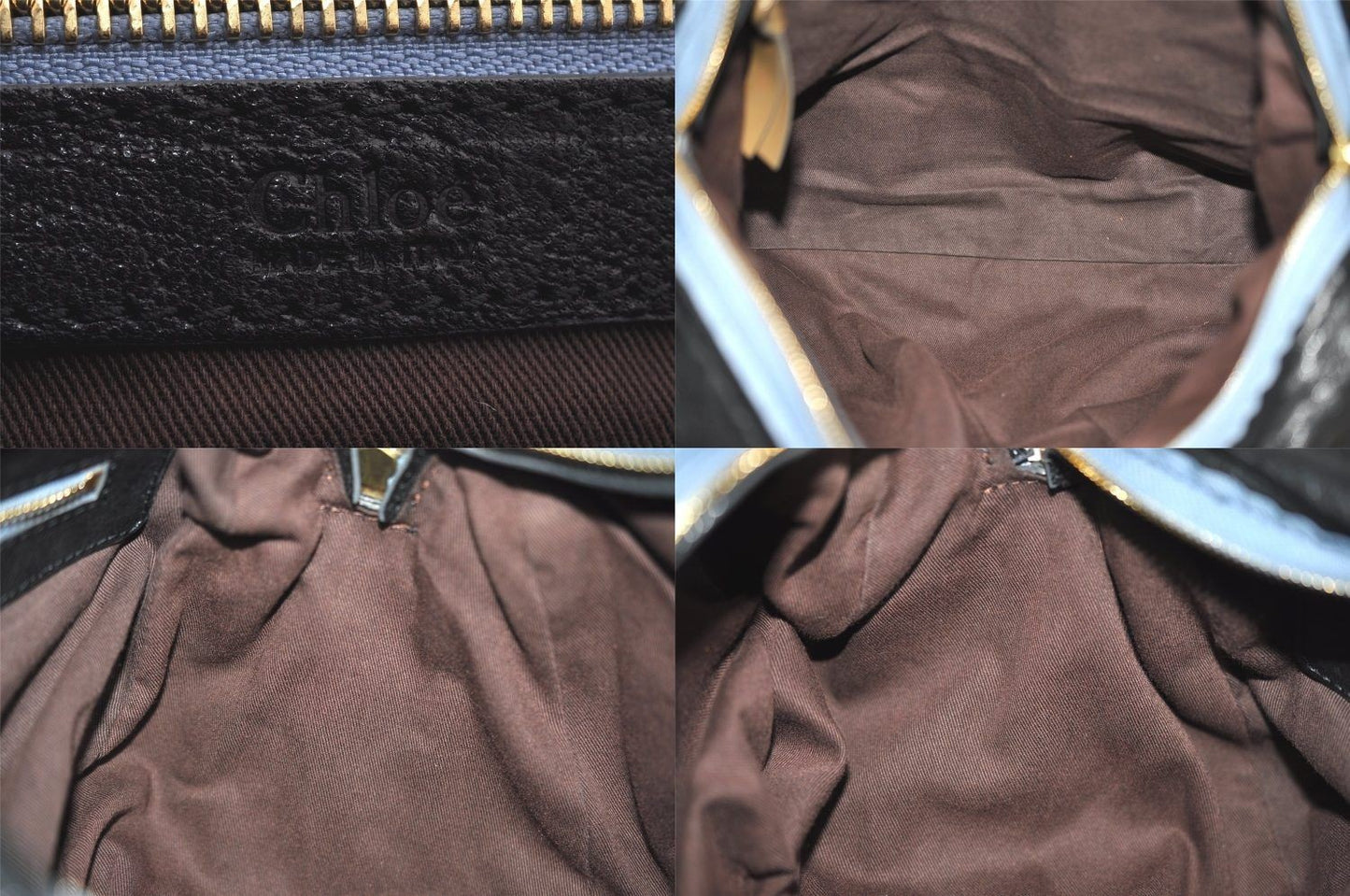 Chloe Hand Bag Tote Purse Boston Bag Leather Black Authentic