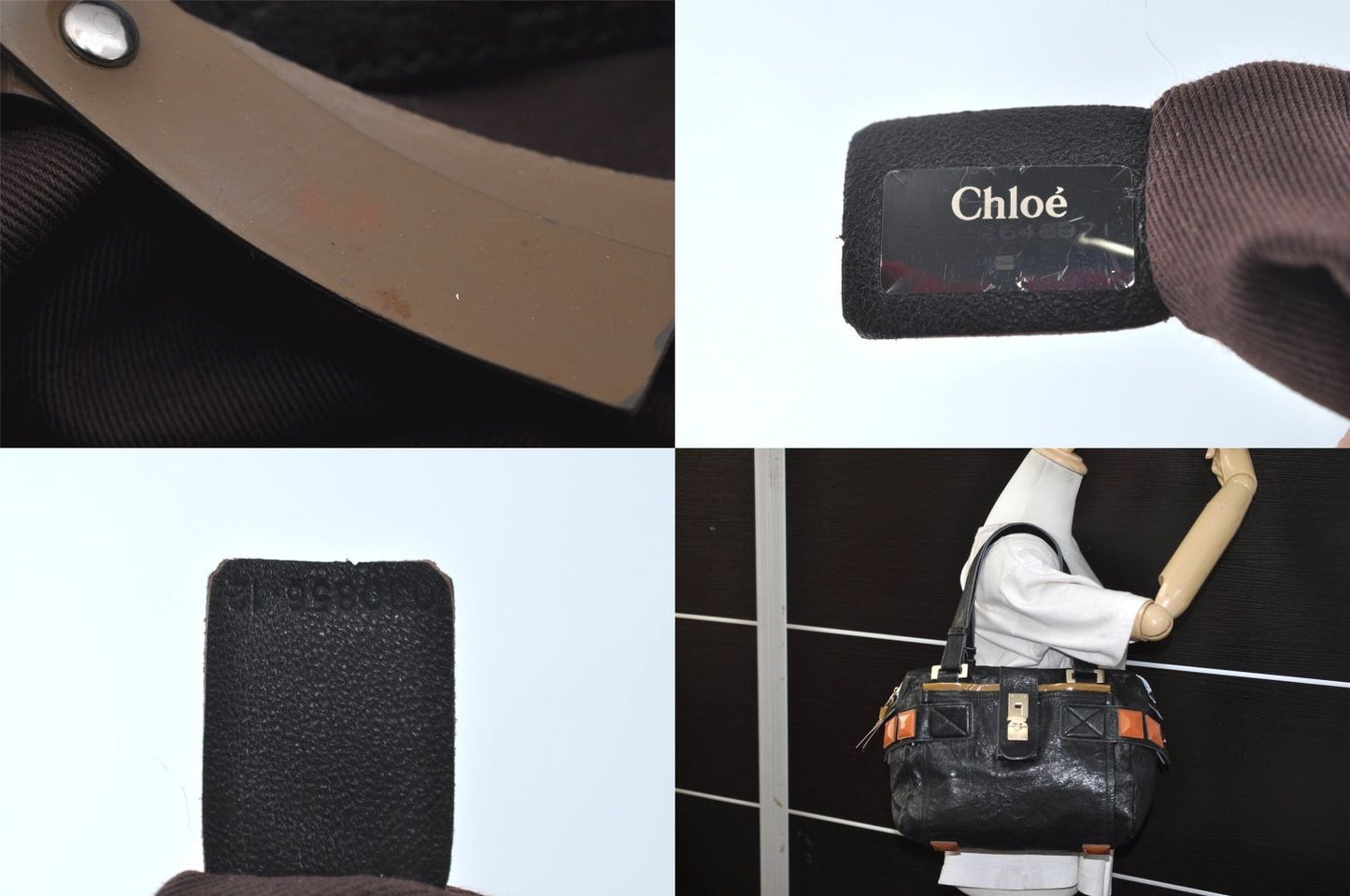 Chloe Hand Bag Tote Purse Boston Bag Leather Black Authentic
