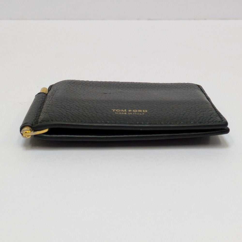 TOM FORD Bi-fold Wallet Flap Compact Purse Money Clip Leather Black Authentic
