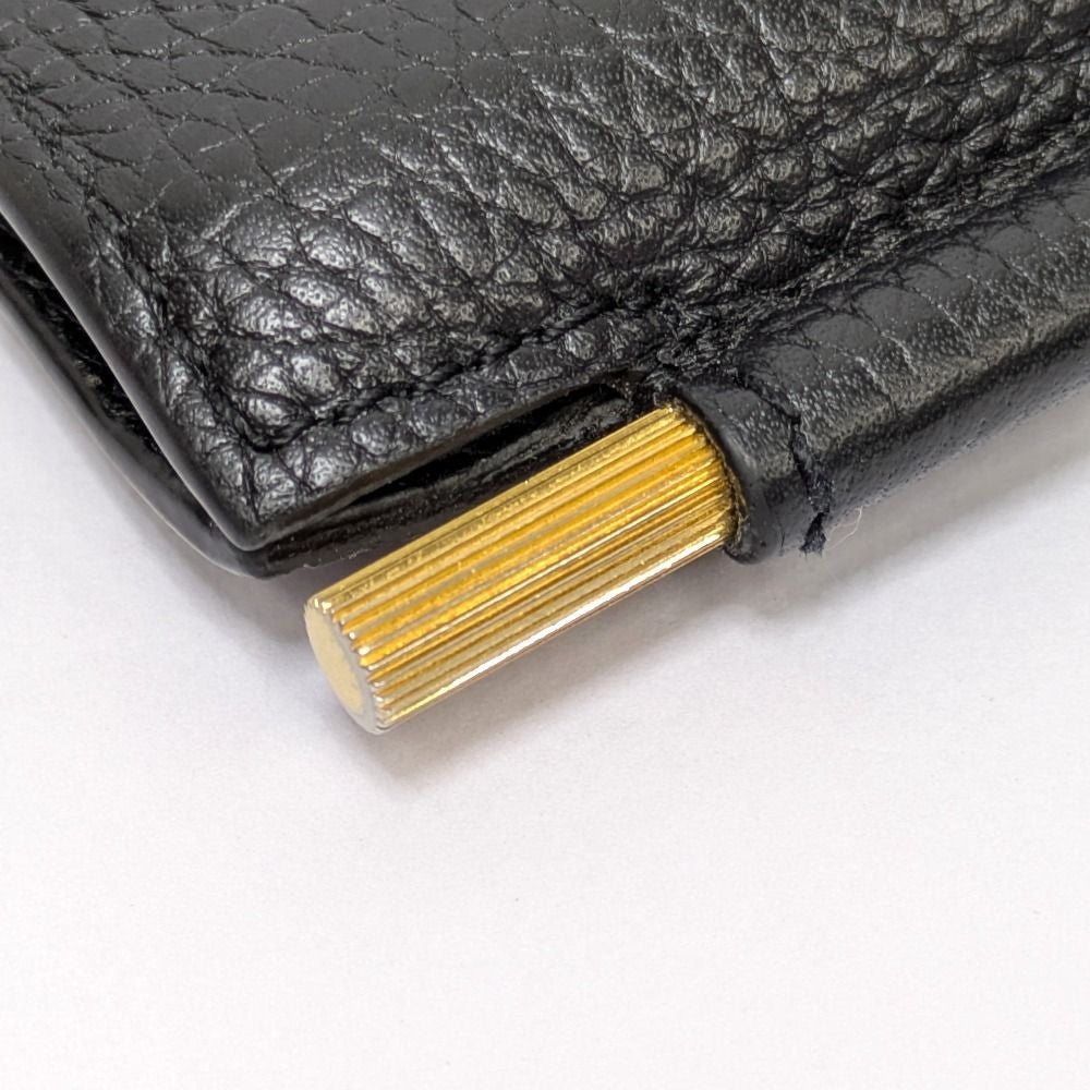 TOM FORD Bi-fold Wallet Flap Compact Purse Money Clip Leather Black Authentic