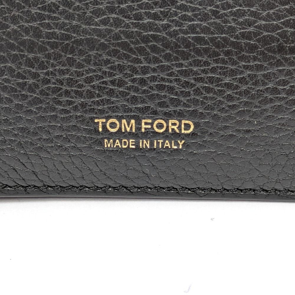 TOM FORD Bi-fold Wallet Flap Compact Purse Money Clip Leather Black Authentic