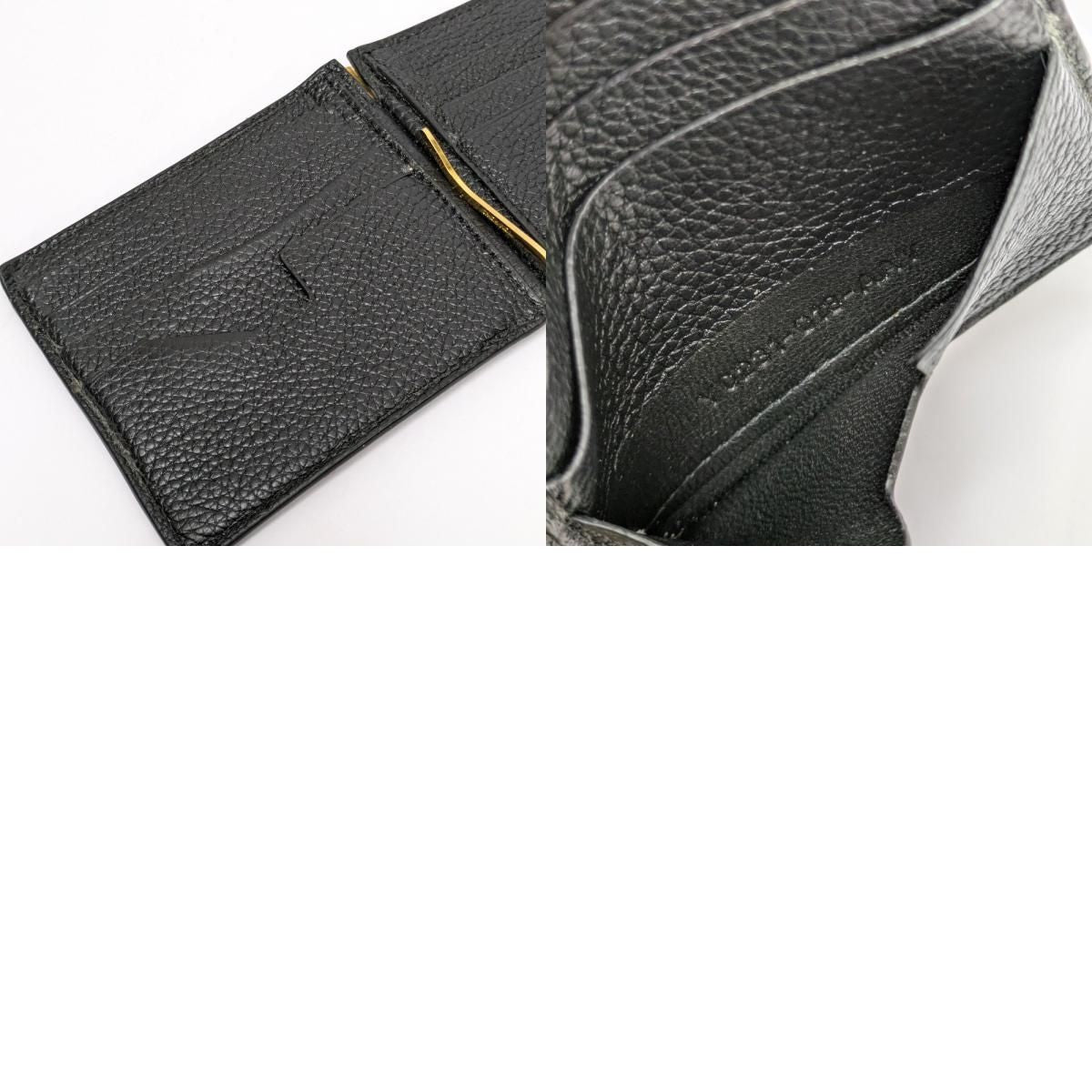 TOM FORD Bi-fold Wallet Flap Compact Purse Money Clip Leather Black Authentic