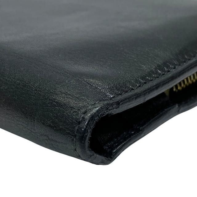 TOM FORD Round Zip Long Wallet Purse Logo Leather Black Authentic
