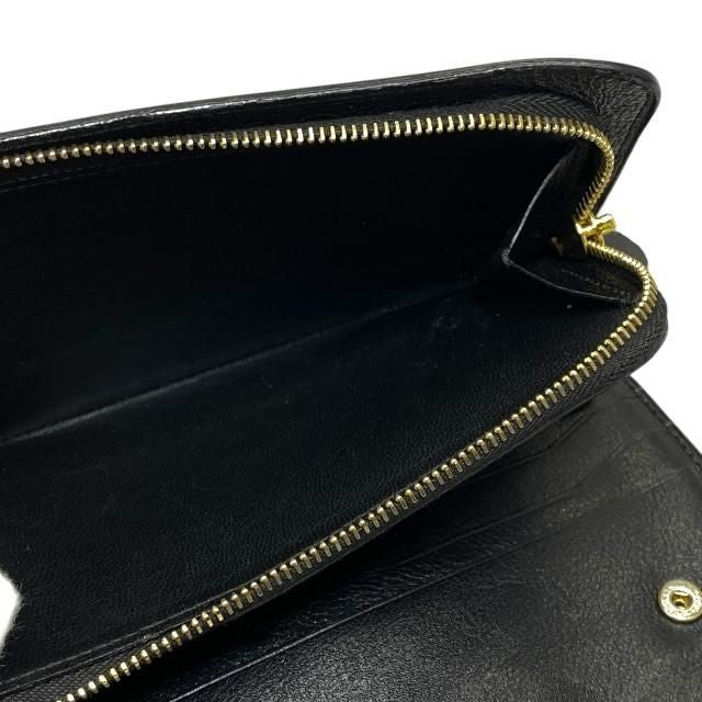 TOM FORD Round Zip Long Wallet Purse Logo Leather Black Authentic