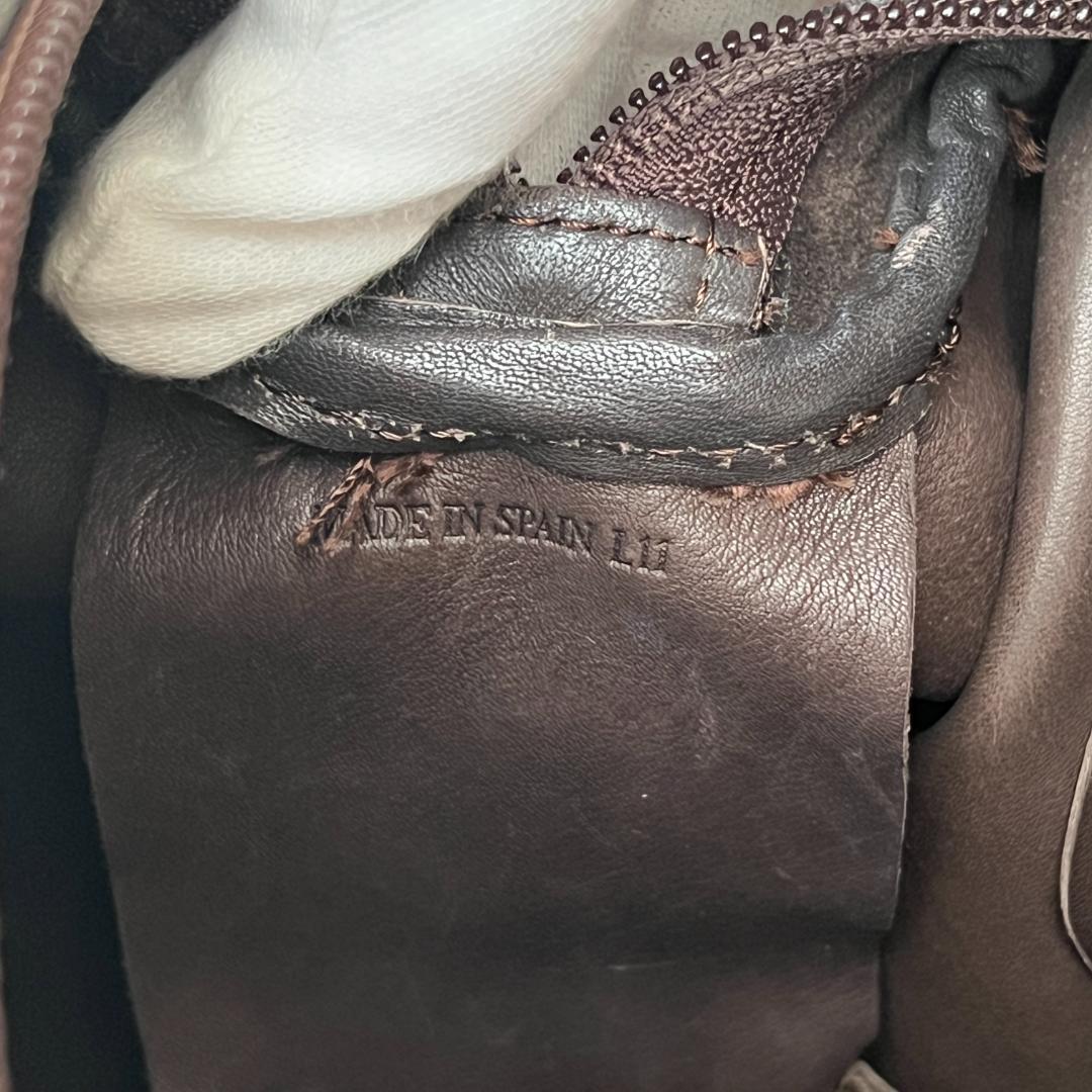 LOEWE Hand Bag Tote Purse Anagram Suede Leather Brown Authentic