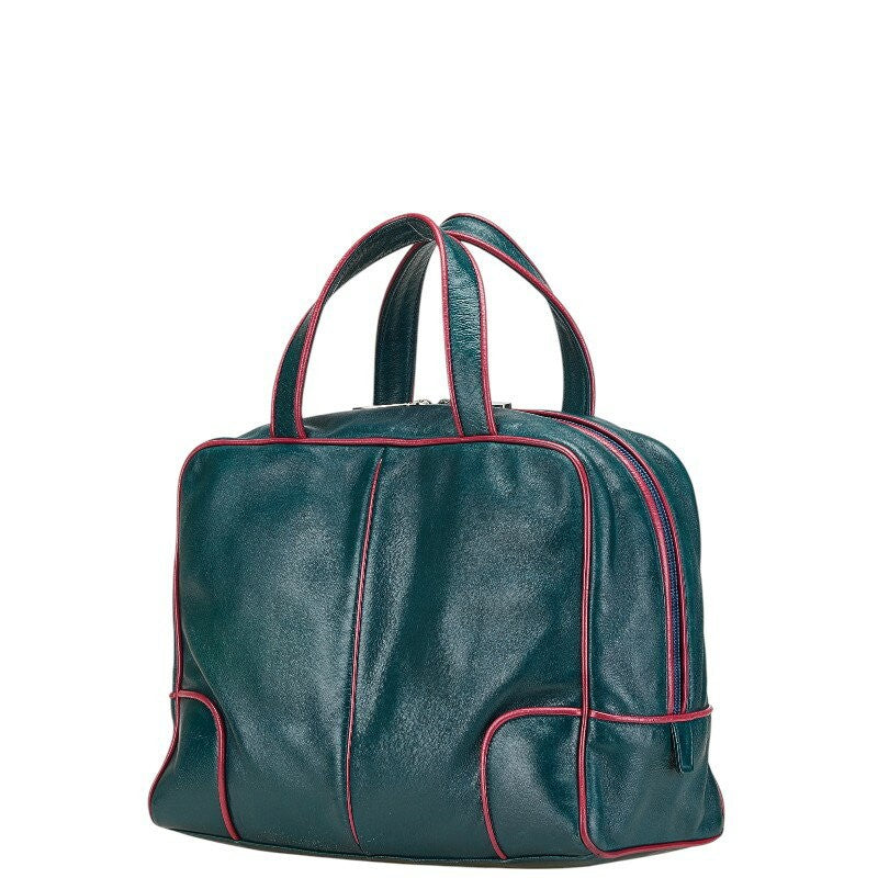 LOEWE Hand Bag Tote Purse Leather Green Purple Authentic