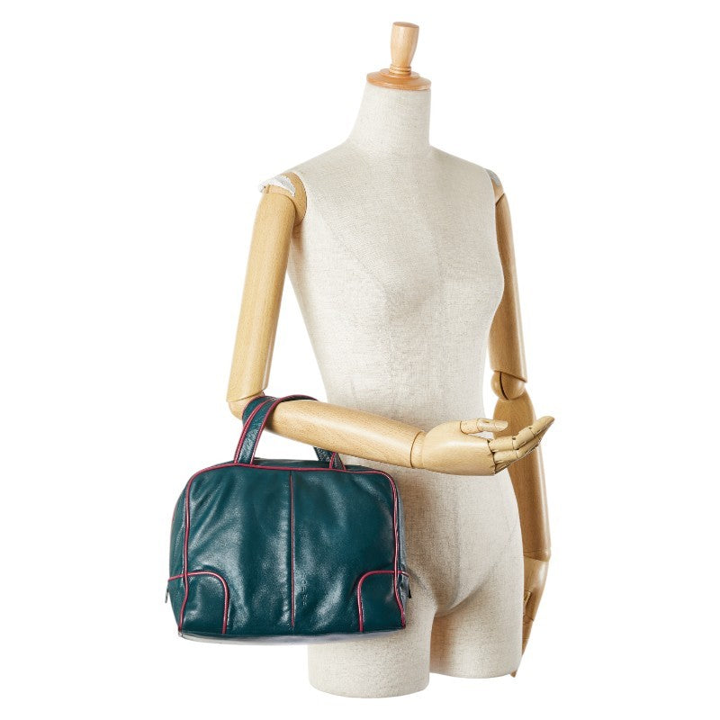 LOEWE Hand Bag Tote Purse Leather Green Purple Authentic