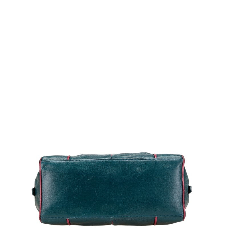 LOEWE Hand Bag Tote Purse Leather Green Purple Authentic