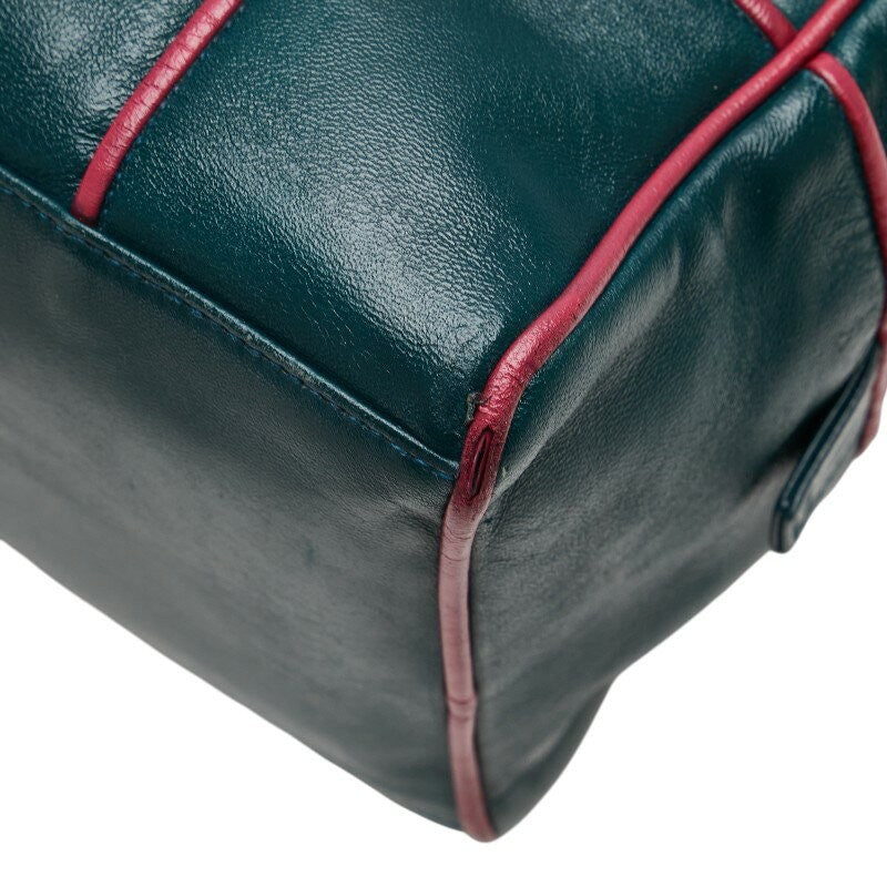 LOEWE Hand Bag Tote Purse Leather Green Purple Authentic