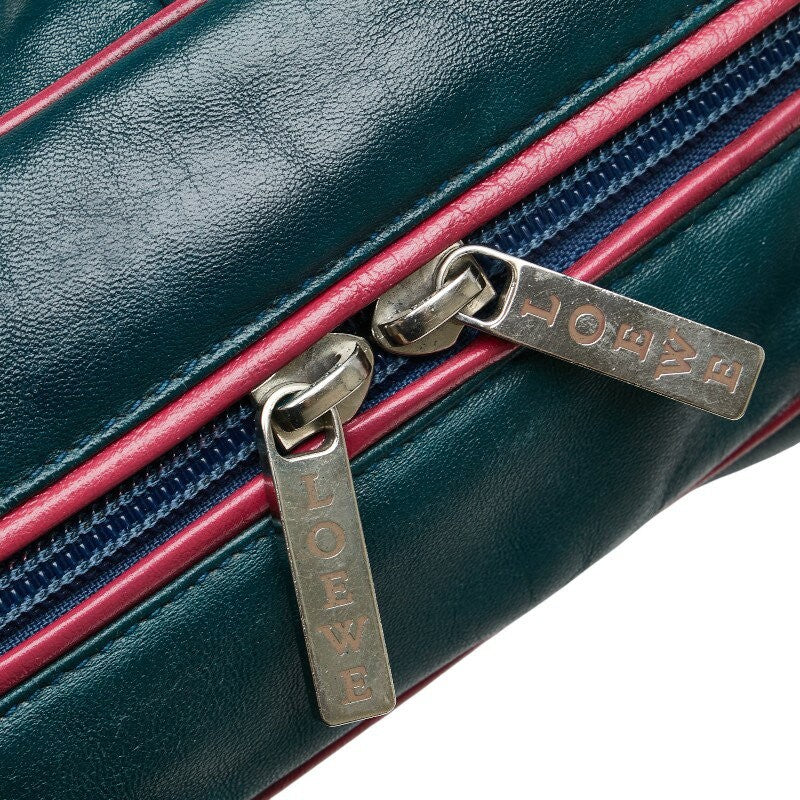 LOEWE Hand Bag Tote Purse Leather Green Purple Authentic