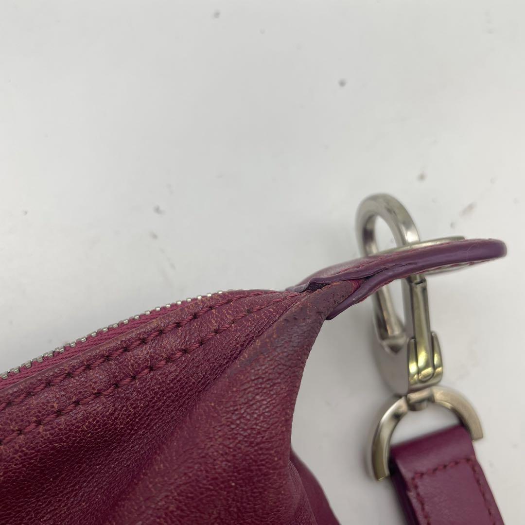 Longchamp handbag Purse Le Pliage Purple Leather Authentic Women's Used