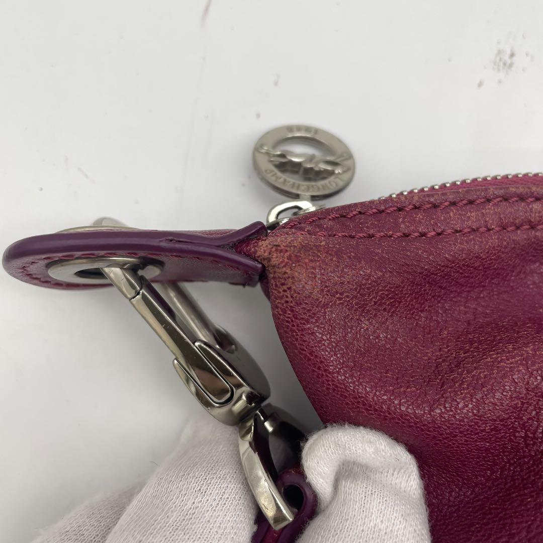 Longchamp handbag Purse Le Pliage Purple Leather Authentic Women's Used