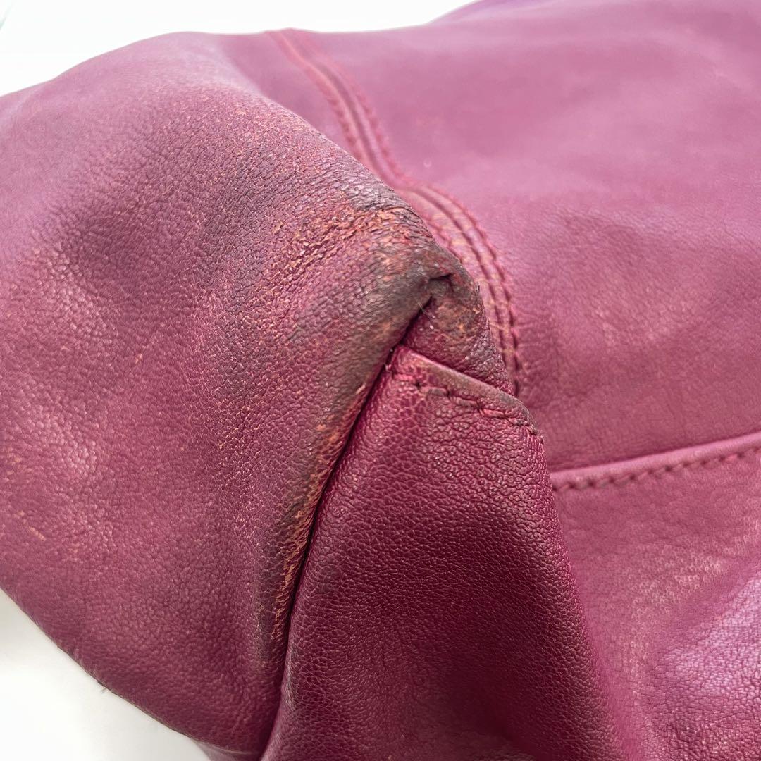 Longchamp handbag Purse Le Pliage Purple Leather Authentic Women's Used