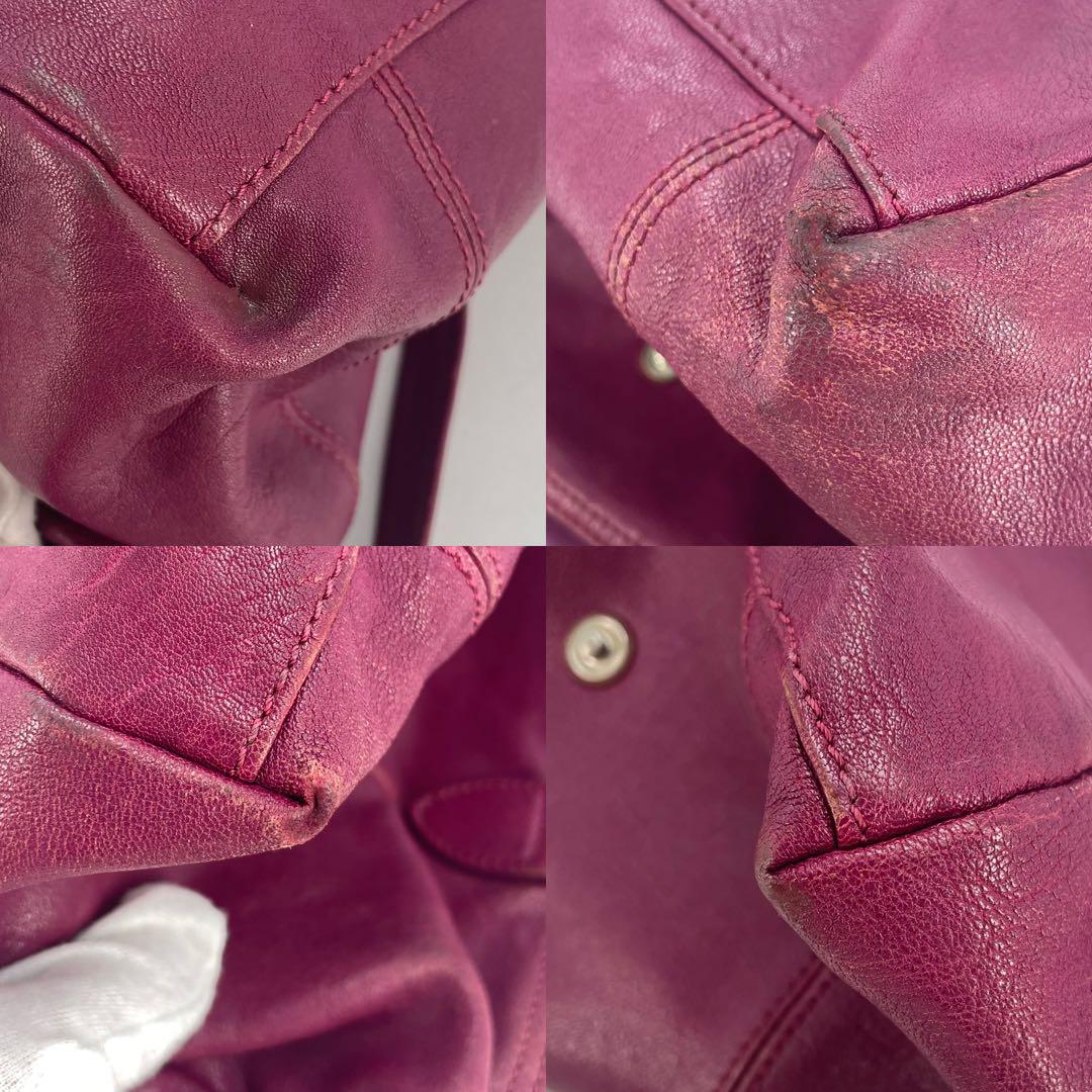 Longchamp handbag Purse Le Pliage Purple Leather Authentic Women's Used