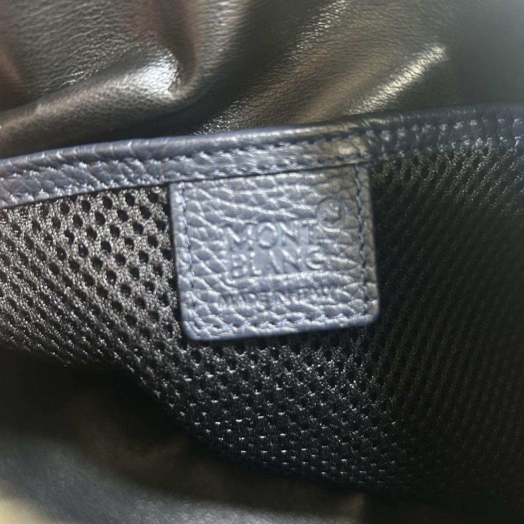 Montblanc Second Bag Clutch Bag Leather Navy Authentic