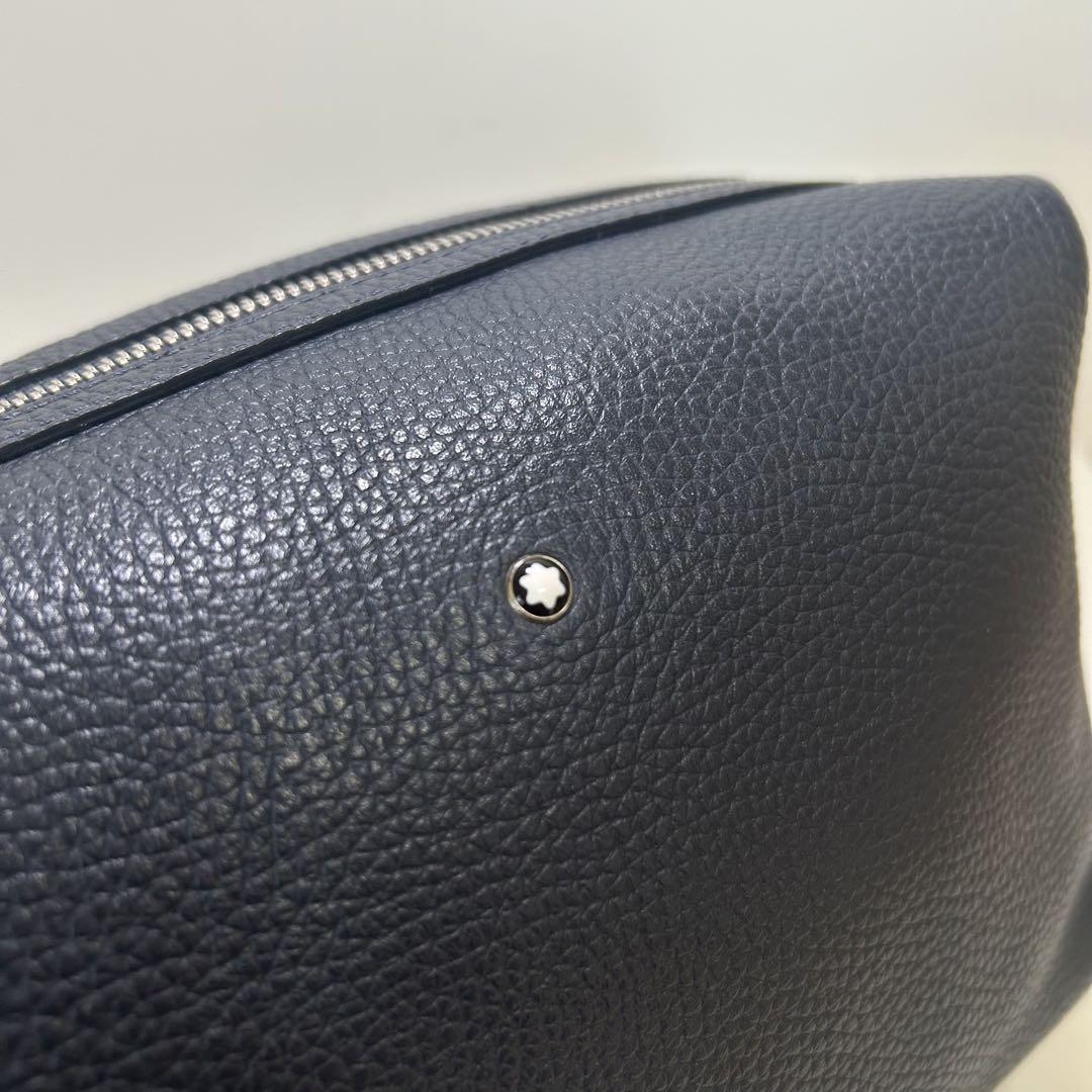 Montblanc Second Bag Clutch Bag Leather Navy Authentic