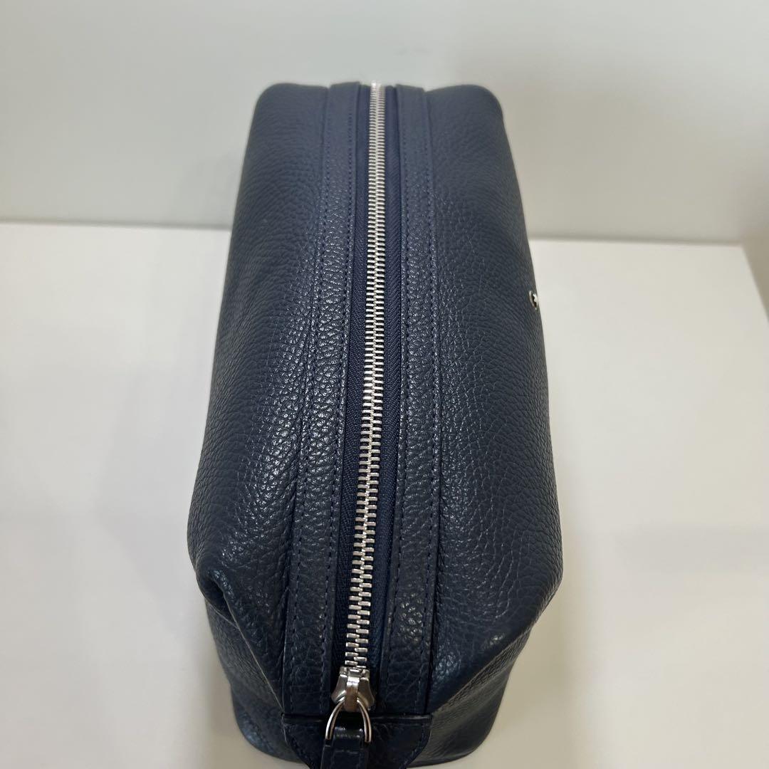 Montblanc Second Bag Clutch Bag Leather Navy Authentic