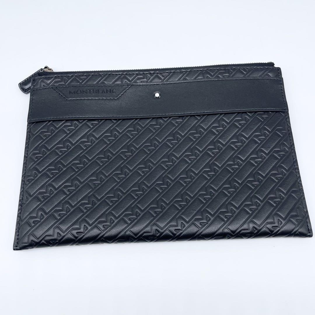 Montblanc Clutch Bag Second Bag Leather Black Authentic