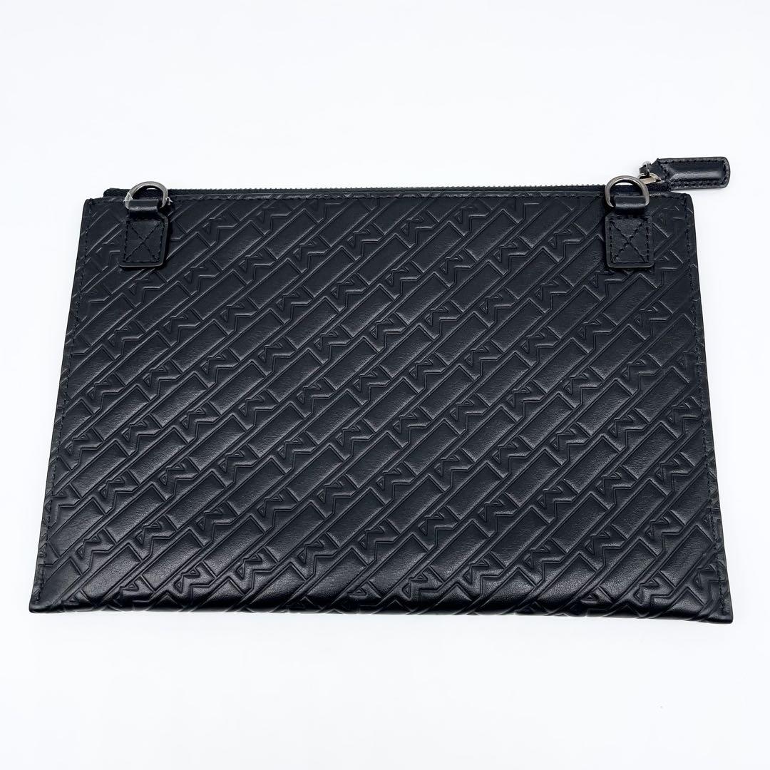Montblanc Clutch Bag Second Bag Leather Black Authentic