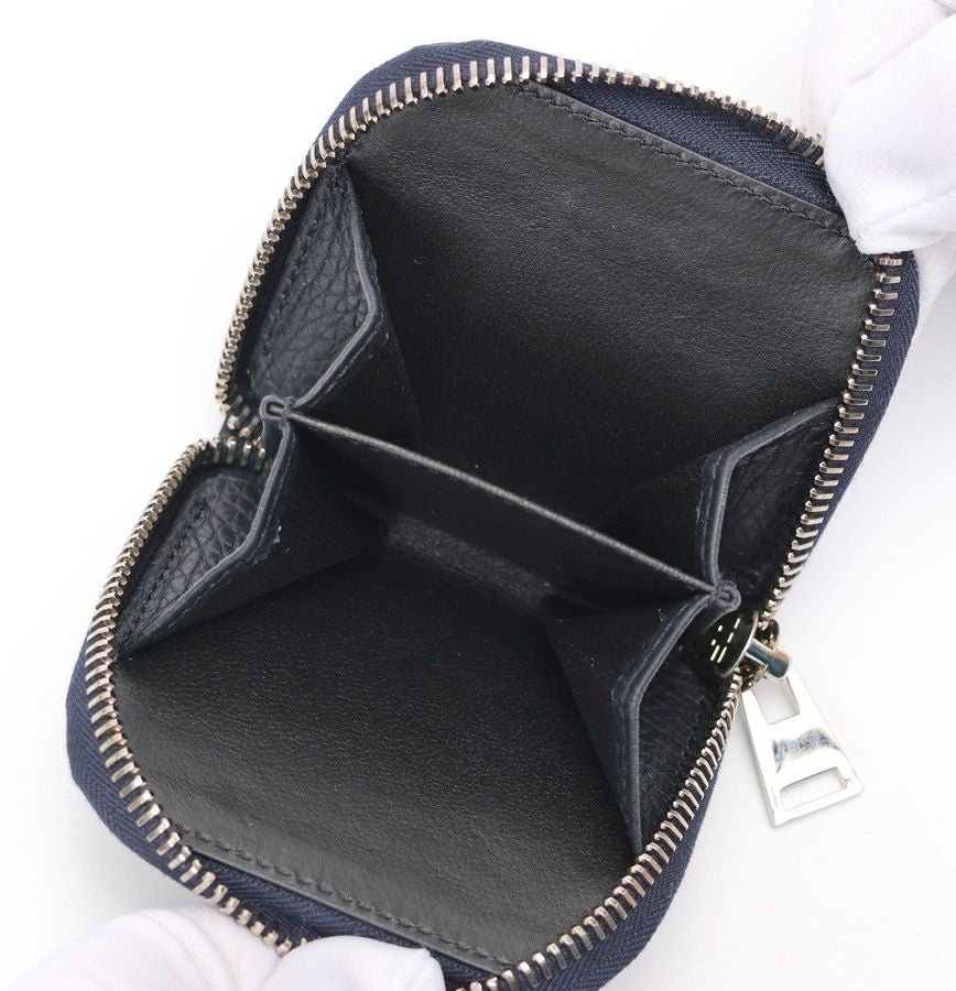 TOM FORD Coin Case Wallet Purse Compact Leather Navy Authentic