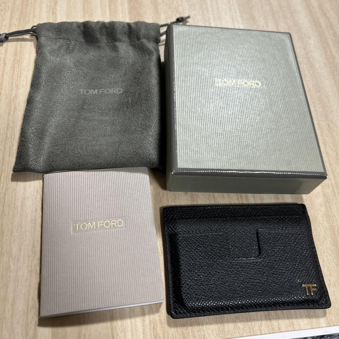 TOM FORD Card Case Holder Wallet Compact Purse Logo Leather Black Authentic