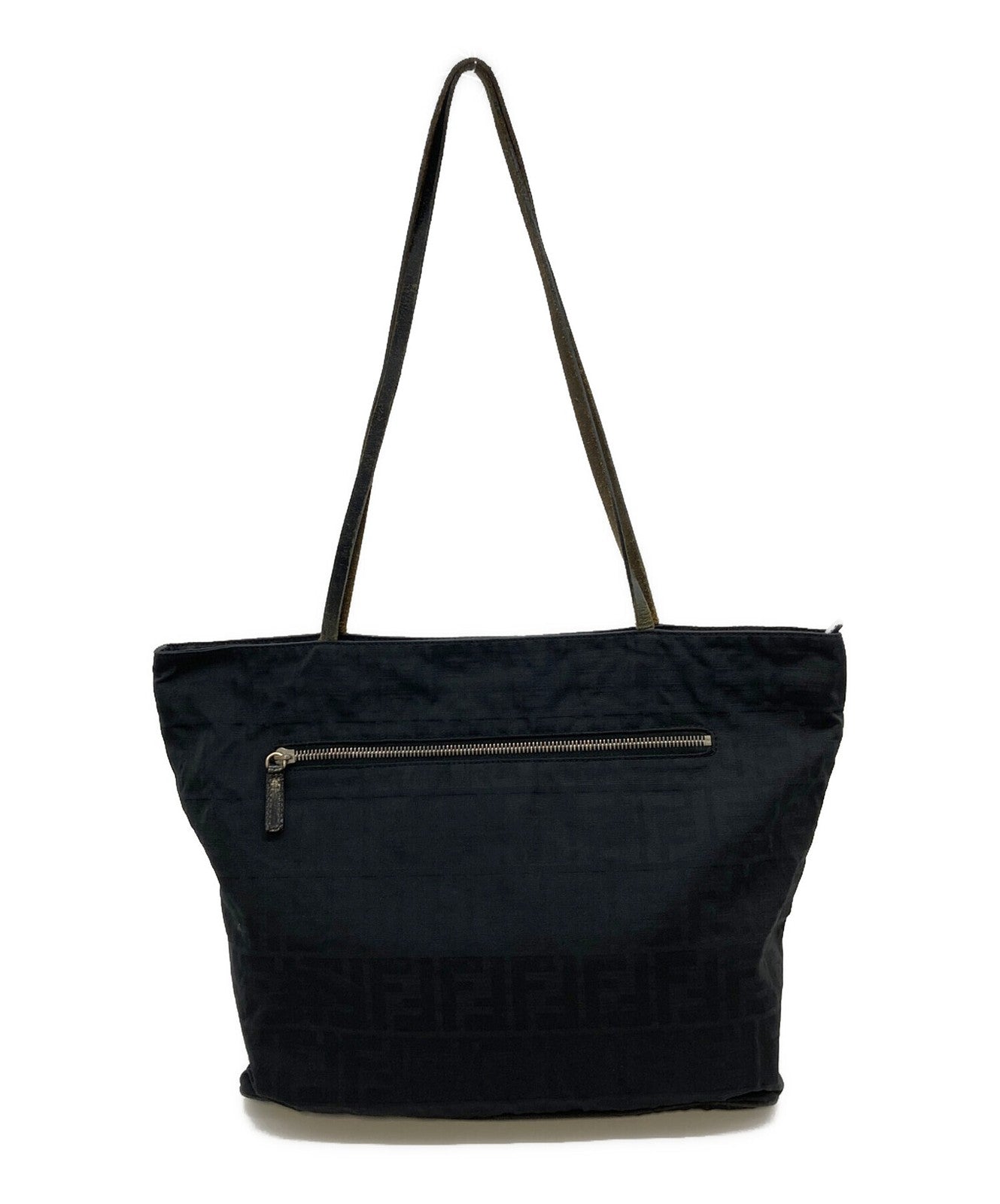 FENDI Hand Bag Tote Purse FF Zucca Black Authentic