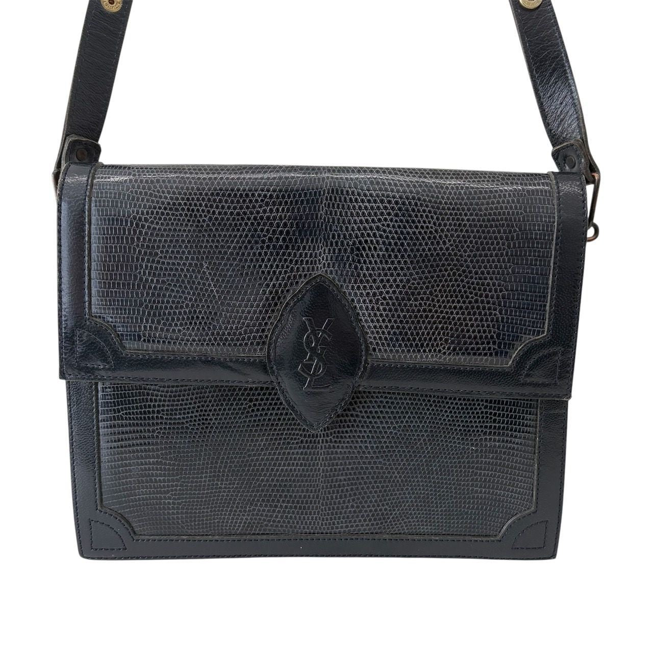 Saint Laurent Shoulder Bag Purse YSL Cassandra Leather Authentic Black