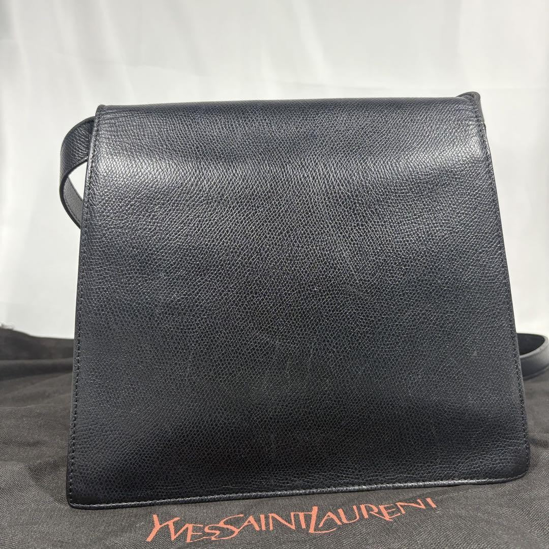 Saint Laurent Shoulder Bag Purse Y Line Leather Black Authentic
