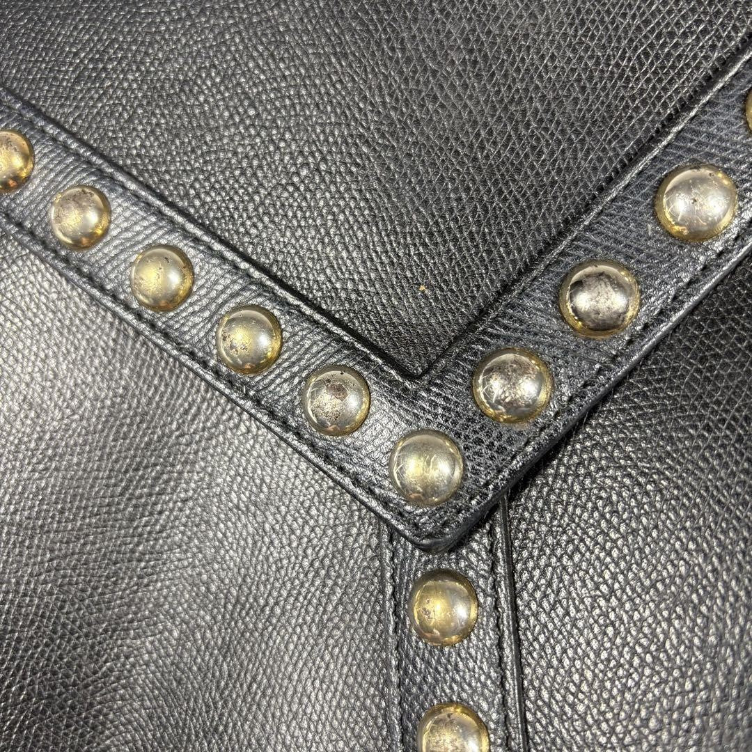 Saint Laurent Shoulder Bag Purse Y Line Leather Black Authentic