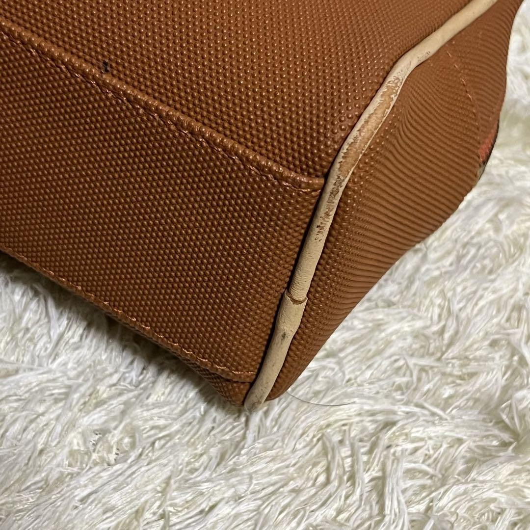 Christian Dior Hand Bag Tote Purse Canvas Leather Orange Beige Gold Authentic