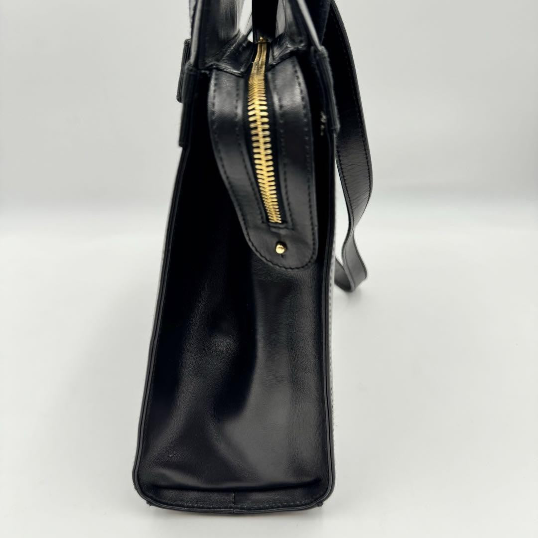 Salvatore Ferragamo handbag Tote Purse VARA RIBBON Leather Black Authentic Used