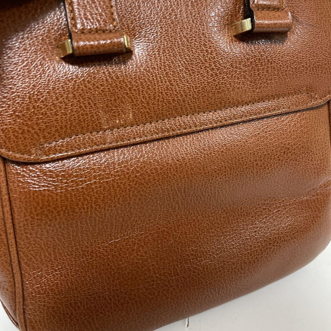Salvatore Ferragamo handbag Purse Gancini Brown Gold Women's Used Authentic