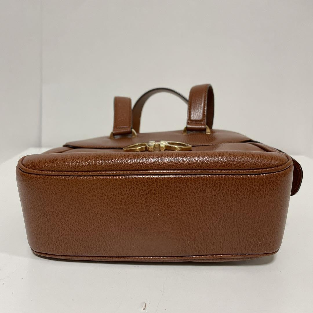 Salvatore Ferragamo handbag Purse Gancini Brown Gold Women's Used Authentic