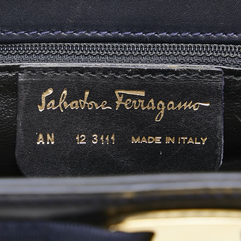 Salvatore Ferragamo VARA RIBBON Purse Shoulder bag Navy Authentic Used Women's