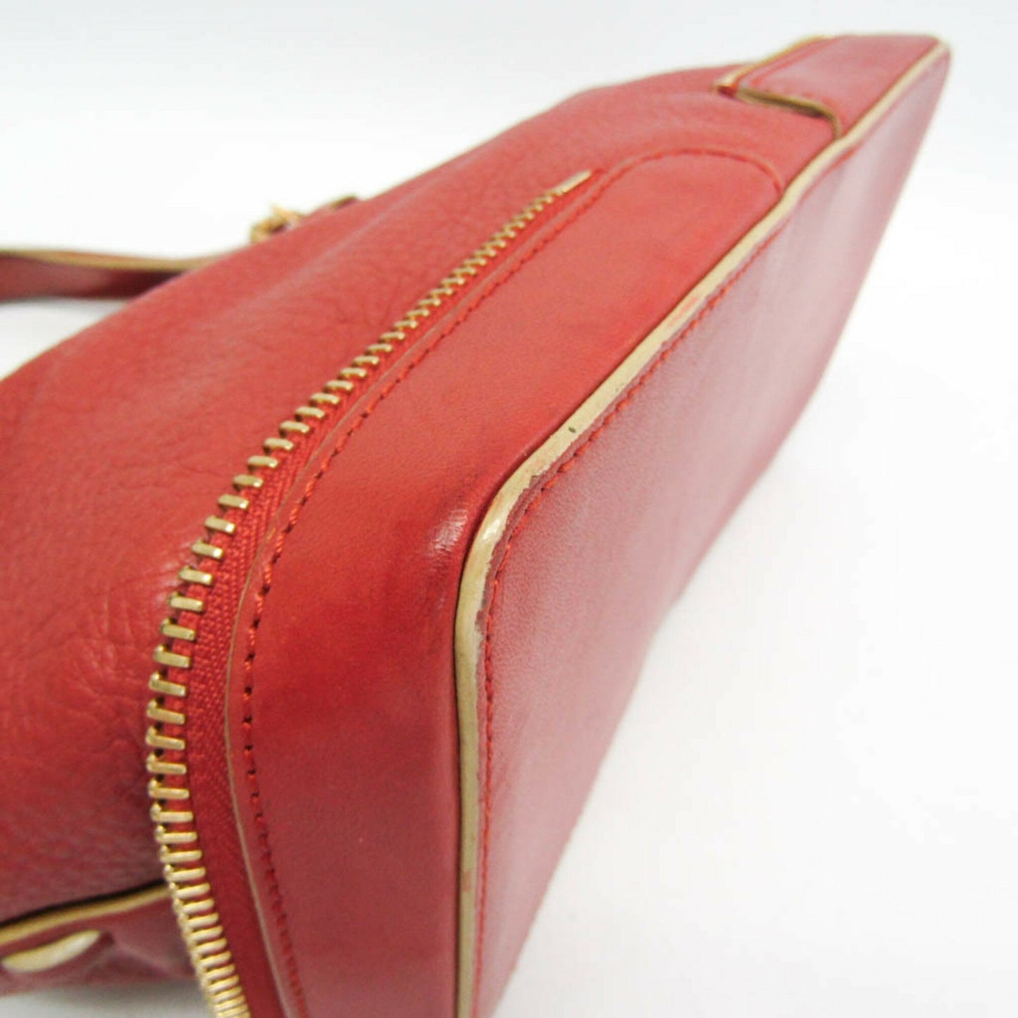 Chloe Hand Bag Tote Purse Leather Red Brown Authentic