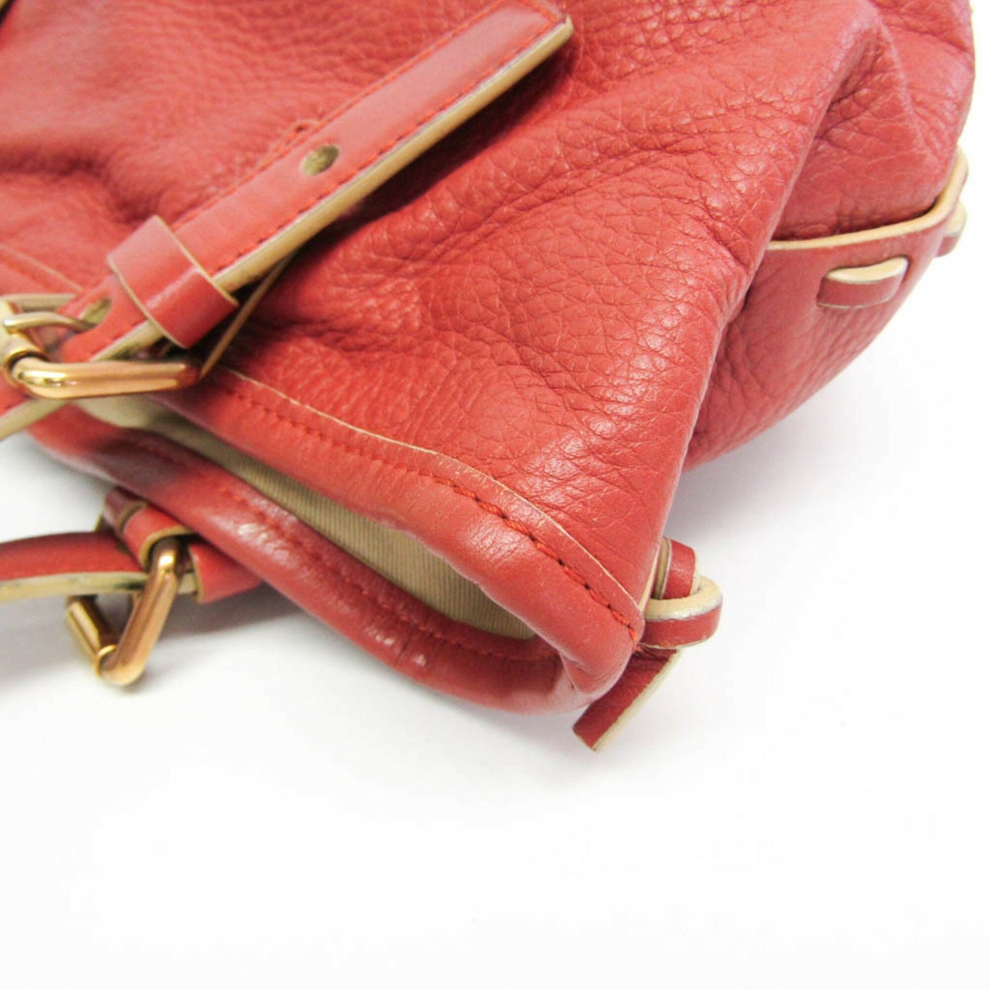 Chloe Hand Bag Tote Purse Leather Red Brown Authentic