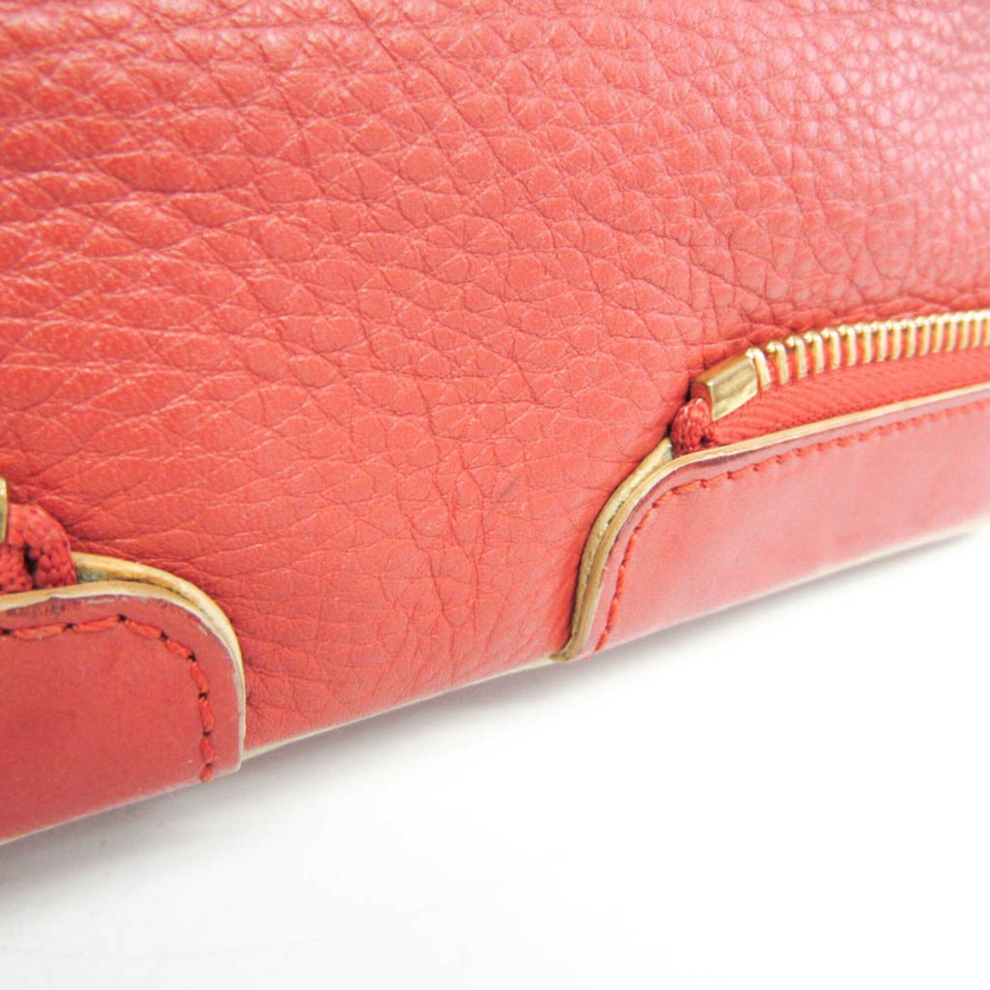 Chloe Hand Bag Tote Purse Leather Red Brown Authentic