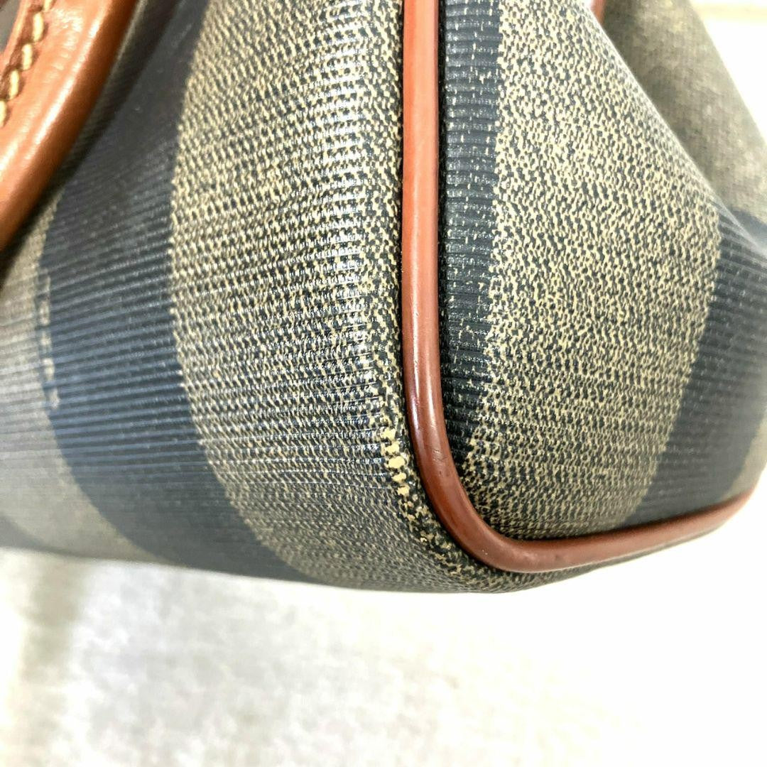 FENDI Shoulder Bag Purse FF Pecan PVC Authentic