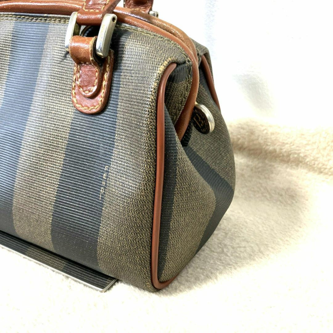 FENDI Shoulder Bag Purse FF Pecan PVC Authentic