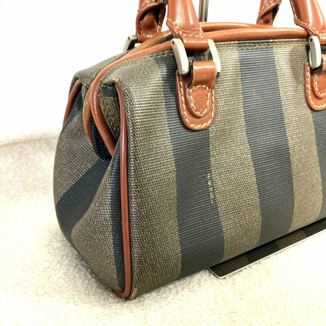 FENDI Shoulder Bag Purse FF Pecan PVC Authentic