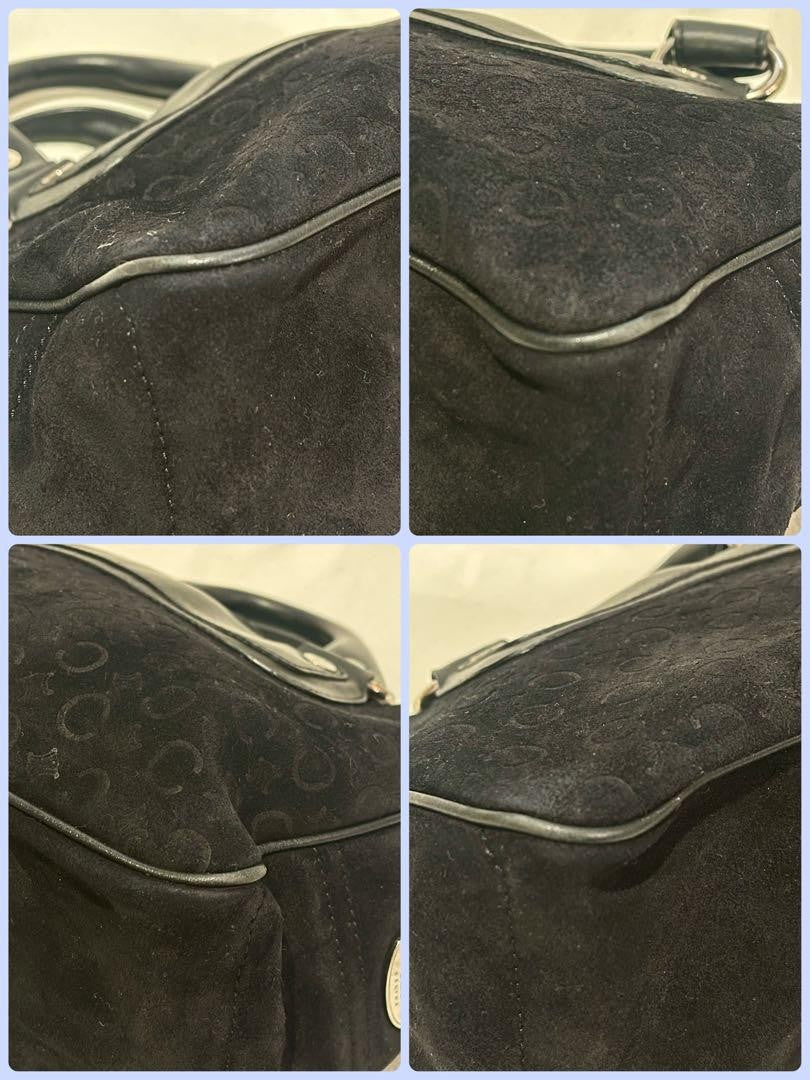 CELINE handbag Purse Boogie Bag C Macadam Triomphe Suede Leather Black Authentic