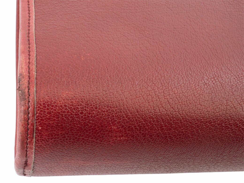 Christian Dior Shoulder Bag Purse Logo Leather Bordeaux Authentic