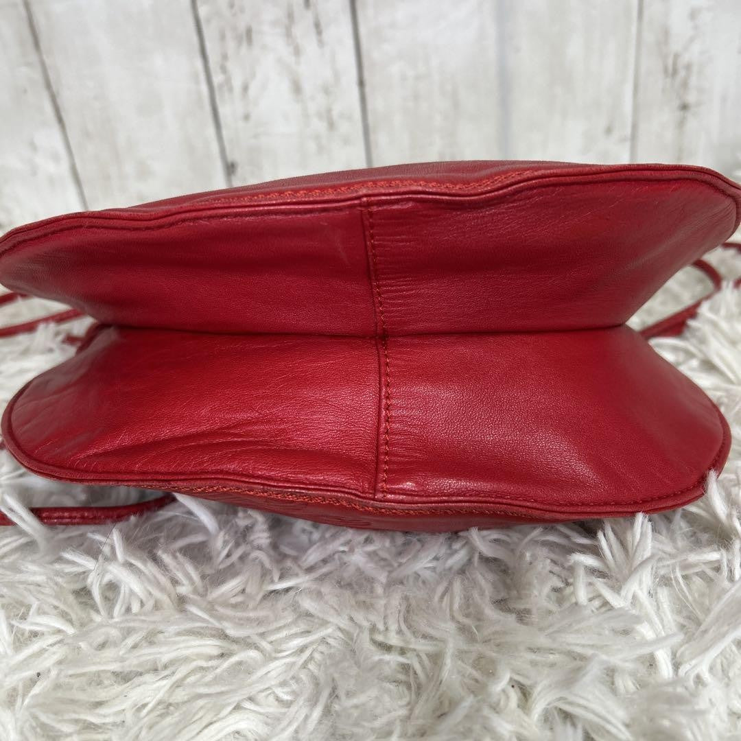 LOEWE Shoulder Bag Purse Anagram Leather Red Authentic