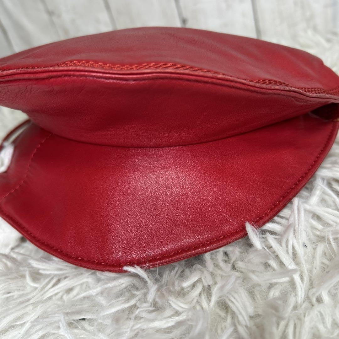 LOEWE Shoulder Bag Purse Anagram Leather Red Authentic