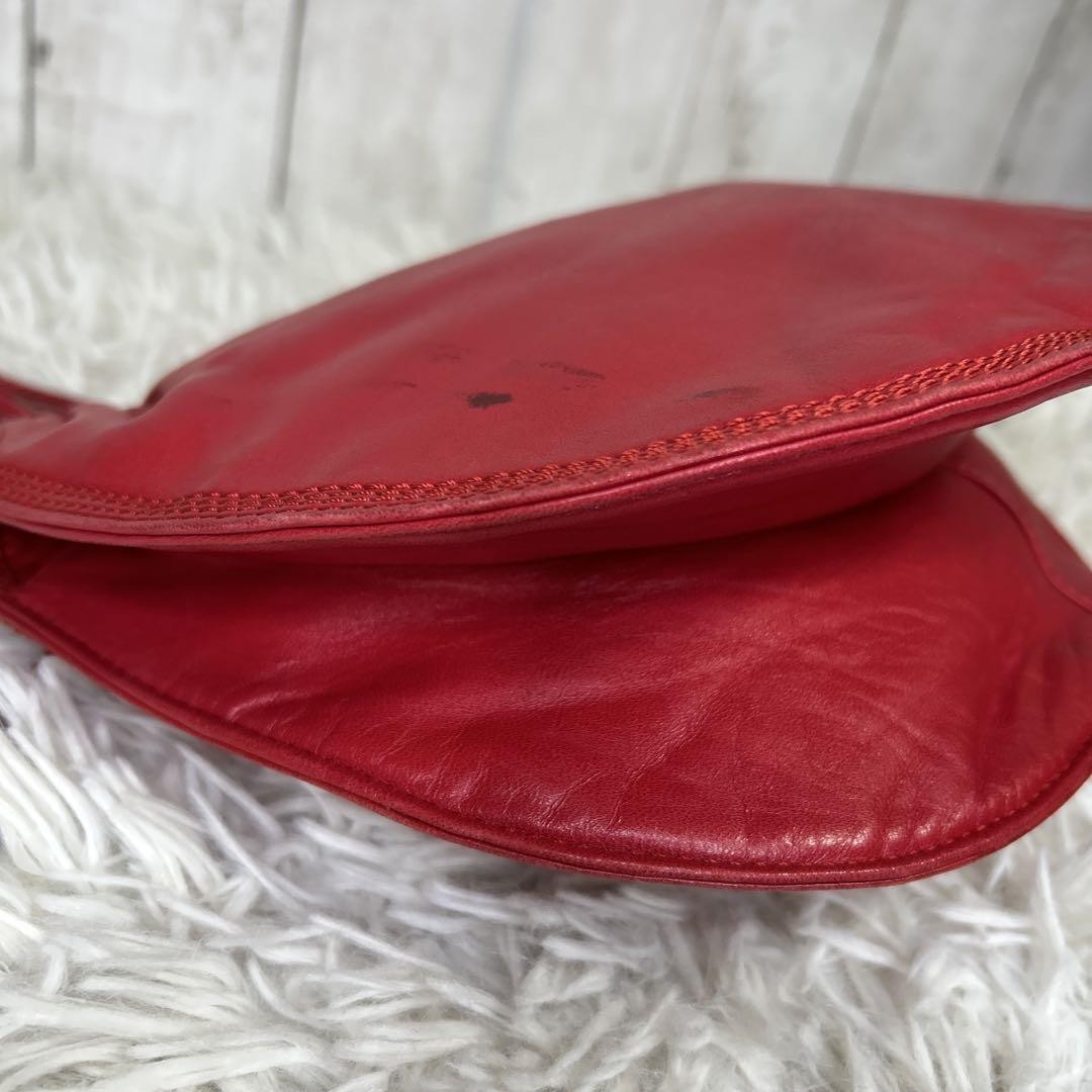 LOEWE Shoulder Bag Purse Anagram Leather Red Authentic